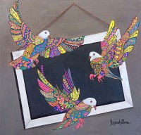 Aayesha Noor, 24 x 24 Inch, Oil on Canvas, Birds Painting, AC-AYNR-017